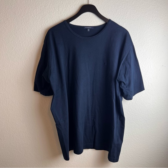 Burberry Mens Navy Short Sleeve Embroidered Tee Size XL Made in Great Britain - Picture 1 of 6